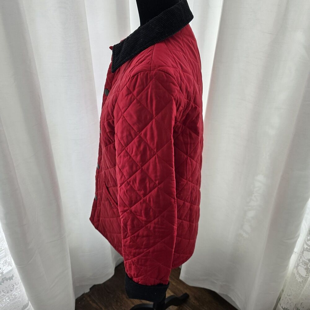 Barbour Red Quilted Jacket with Black Collar - Picture 7 of 13